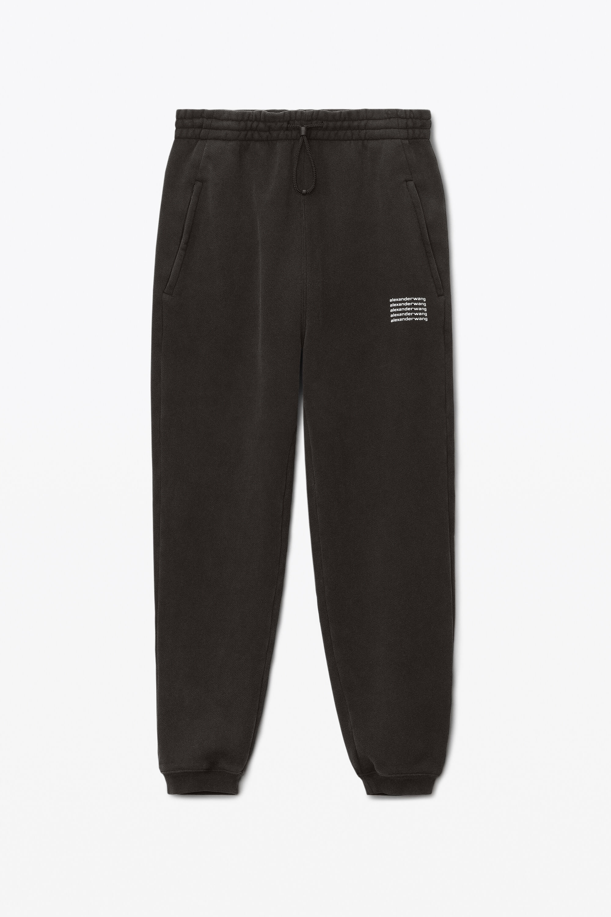 SWEATPANT IN ACID WASH DENSE FLEECE in ACID BLACK | alexanderwang® 