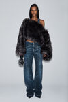 Alexander Wang black crackle indigo bikerhose aus baumwolldenim mit transparentem hotfix-strass