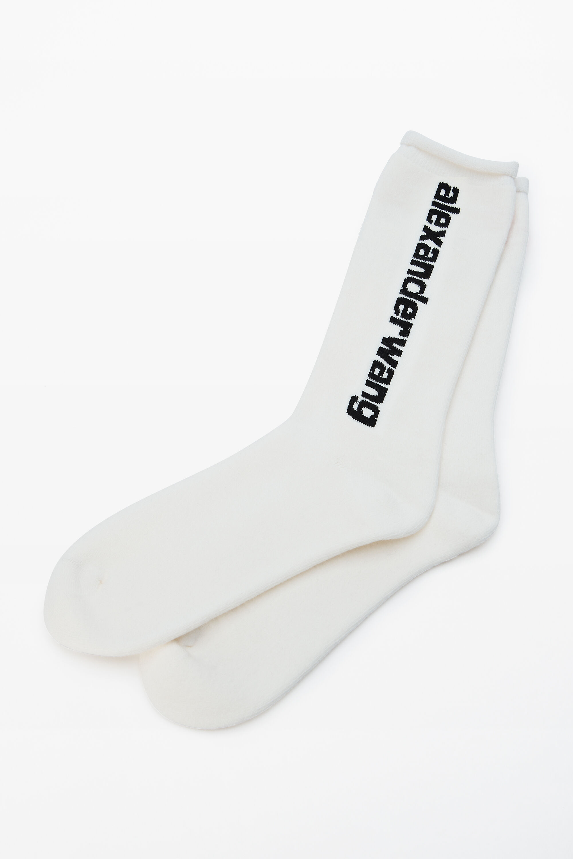 Logo Sock in Cotton Terry in WHITE | alexanderwang®