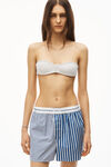 alexander wang boxer short in patchwork striped cotton navy/white