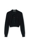 Alexander Wang black high-frequency stacked logo cardigan in merino wool