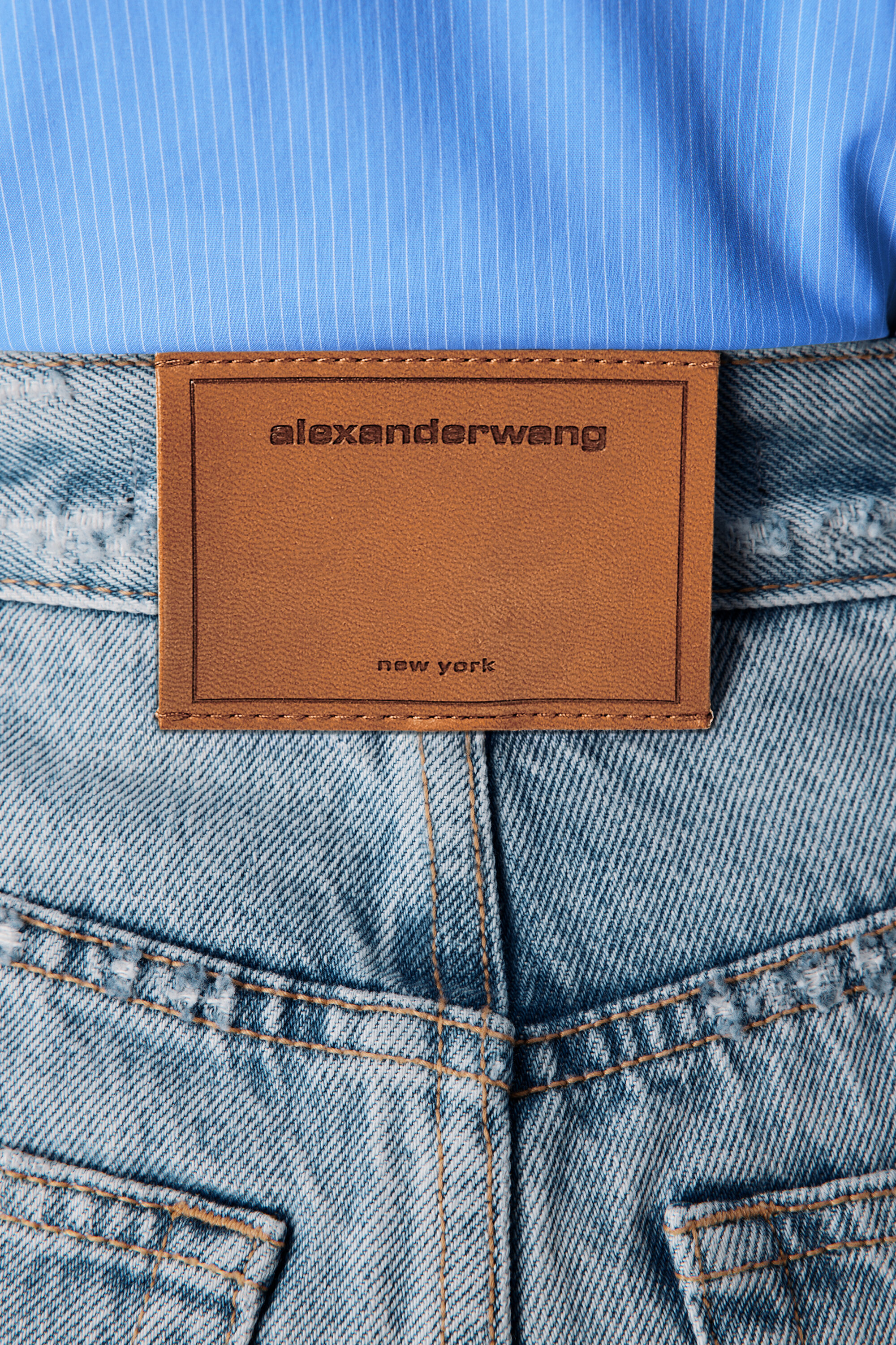 Prestyled Skort Romper in AUTHENTIC LIGHT INDIGO | alexanderwang®