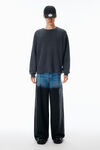 Alexander Wang dark grey melange crewneck pullover in stretch wool cotton