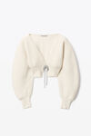 V-NECK CROPPED CARDIGAN IN BOILED WOOL