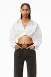 alexander wang cropped button down in compact cotton bright white