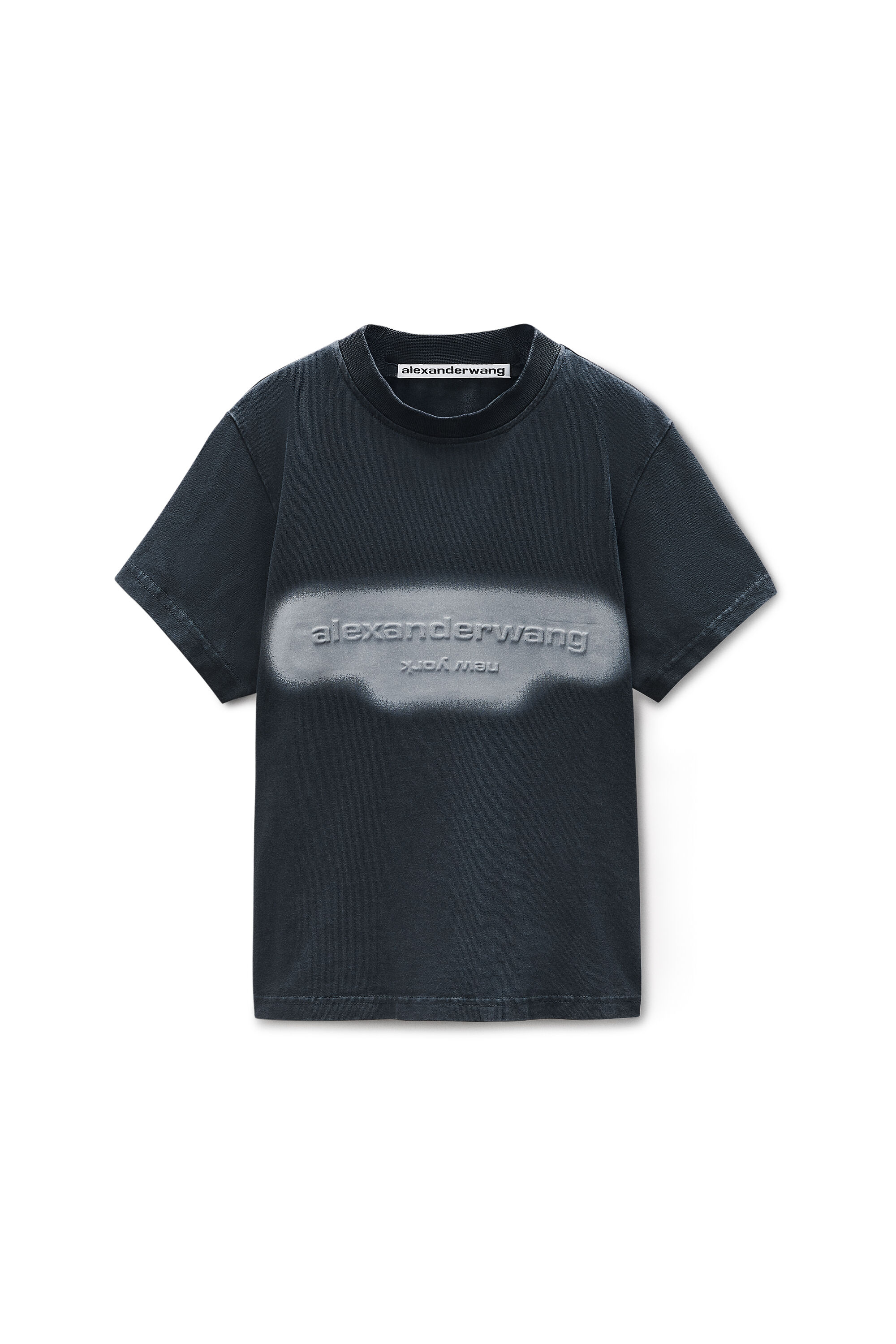 Reflective Halo Print Logo Tee in WASHED BLACK | alexanderwang®