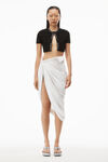alexander wang jacquard short sleeve logo cardigan in stretch knit black