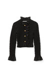 alexander wang ruffle jacket in smocked jersey black