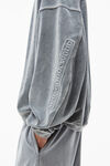 alexander wang articulated polo shirt in velour with embossed logo washed charcoal