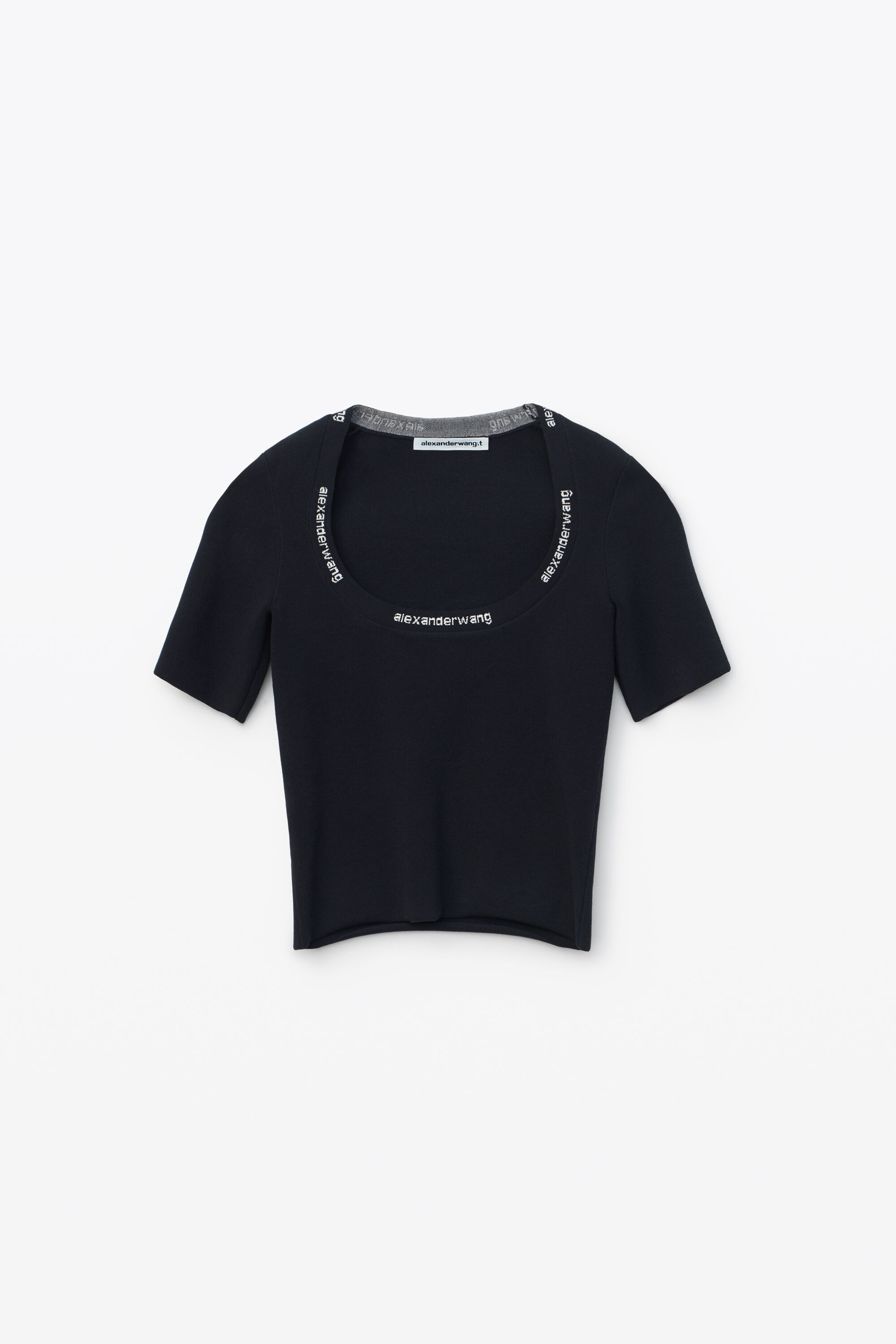 Alexanderwangストレッチニットロゴジャカードショートスリーブtシャツ