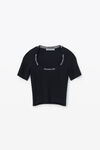 alexander wang logo jacquard short-sleeve tee in stretch knit black