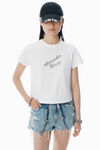 Alexander Wang white 白色水晶烫钻和棉质徽标 t 恤