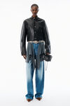 Alexander Wang black black glossy leather cropped moto jacket