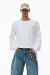 Alexander Wang white unisex long sleeve tee in high twist jersey