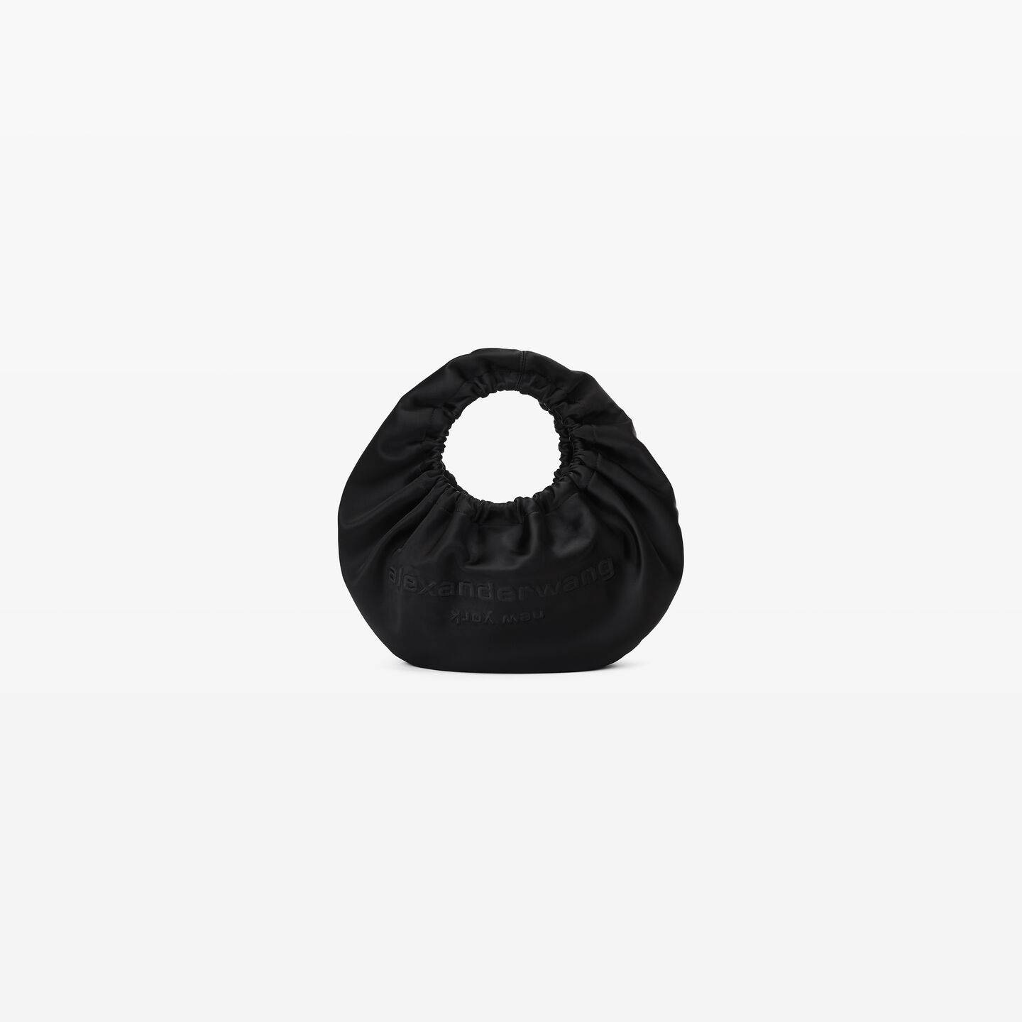 Alexander Wang Crescent Small Satin Handle Bag W/debossed Logo In Black