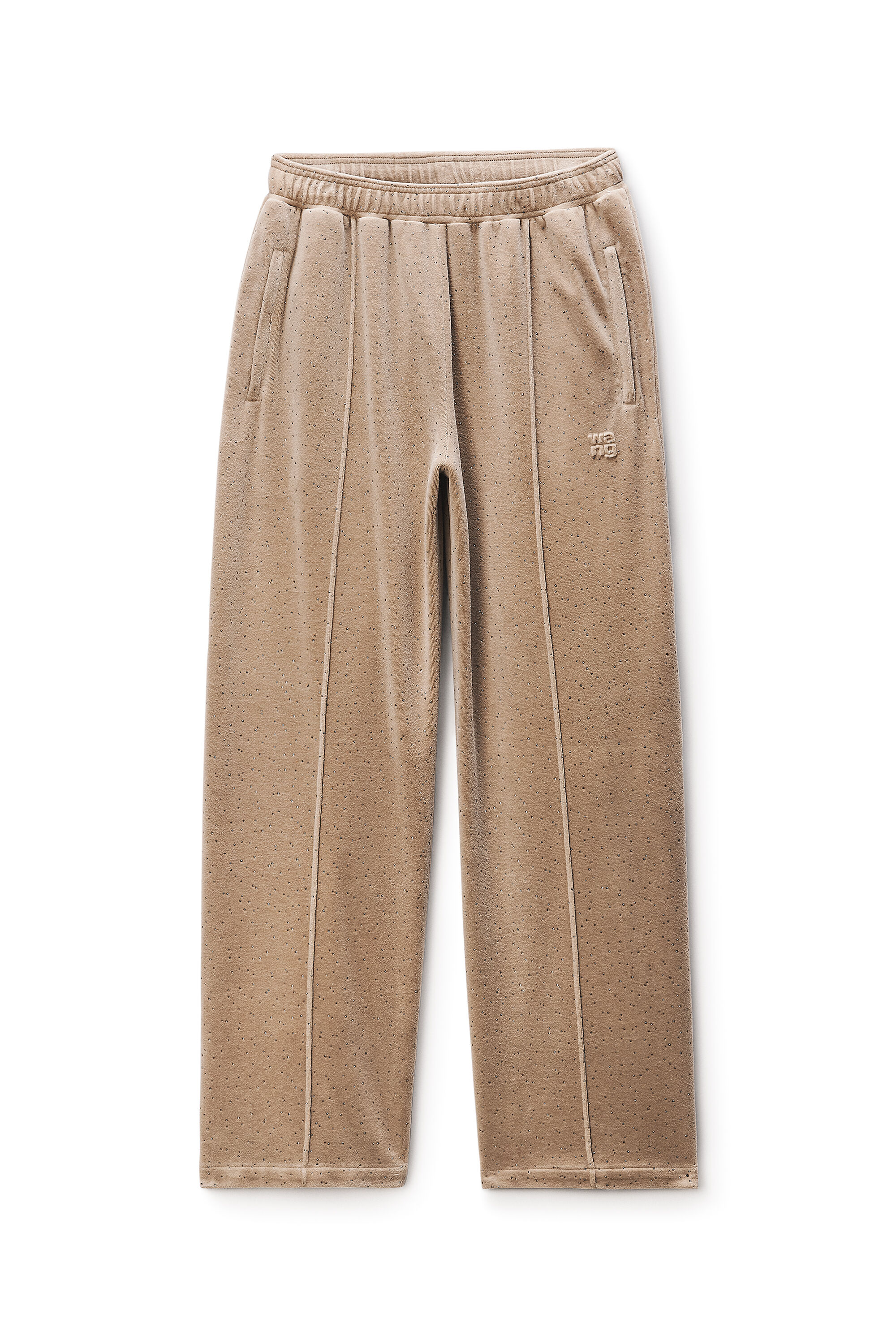Crystal Hotfix Mid-Rise Terry Sweatpant in WARM TAUPE | alexanderwang®