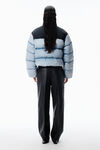 Alexander Wang light distressed blue/black trompe-l’oeil denim puffer jacket