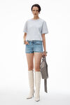 Alexander Wang light heather grey 徽标装饰棉质平纹针织布短袖 t 恤