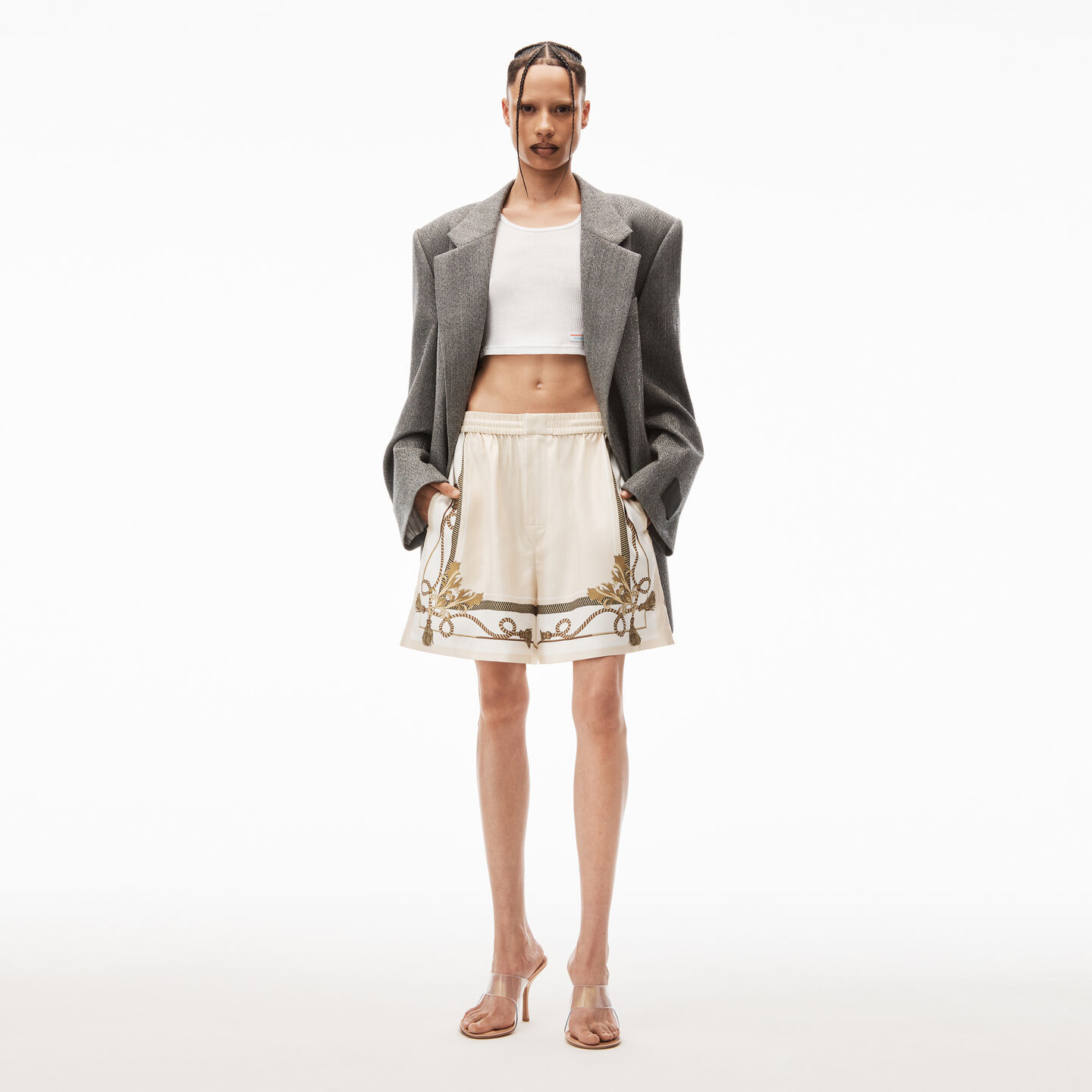 Alexander Wang Baroque-printed Boxer Shorts In Ivory Multi