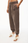 alexander wang puff logo sweatpant in structured terry washed cola