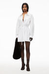 alexander wang 棉质腰部系带衬衫连衣裙  white