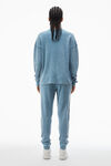 Alexander Wang washed blue long-sleeve tee in waffle-knit cotton stretch