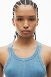 Alexander Wang washed blue robe débardeur d’intérieur à dos nageur en coton côtelé