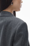 Alexander Wang charcoal cropped blazer in wool twill with clear bead hotfix