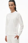 alexander wang unisex long sleeve in cotton waffle thermal  white