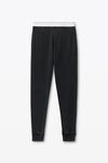 Alexander Wang washed black jogger pant in waffle-knit cotton stretch