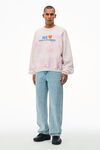 Alexander Wang lt pink bleach out “love our customers”字样运动衫
