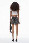alexander wang bite logo short in grey aged denim grey aged/white