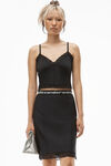 alexander wang lace slip skirt in active stretch lycra black