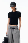 Alexander Wang black t-shirt aus wolle mit kurzen ärmeln