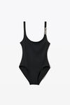 alexander wang diamante logo charm swimsuit in jersey black