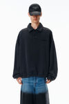 Alexander Wang washed black long sleeve polo in cotton oversized