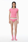 Alexander Wang lotus pink 粉色低圆领罗纹棉质 t 恤