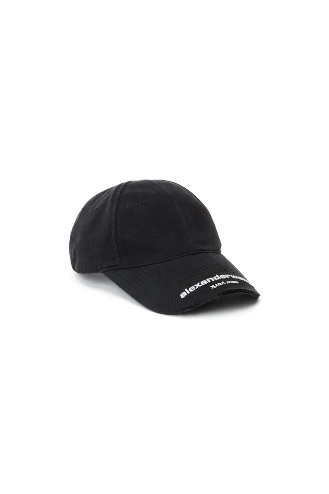 Alexander Wang Distressed Logo Baseball Cap In Washed Black