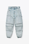 alexander wang double front carpenter pant in denim  pebble bleach