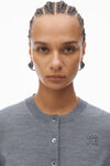Alexander Wang heather grey logo cropped cardigan in superfine merino