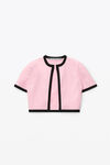 alexander wang cropped cardigan in compact nylon light pink