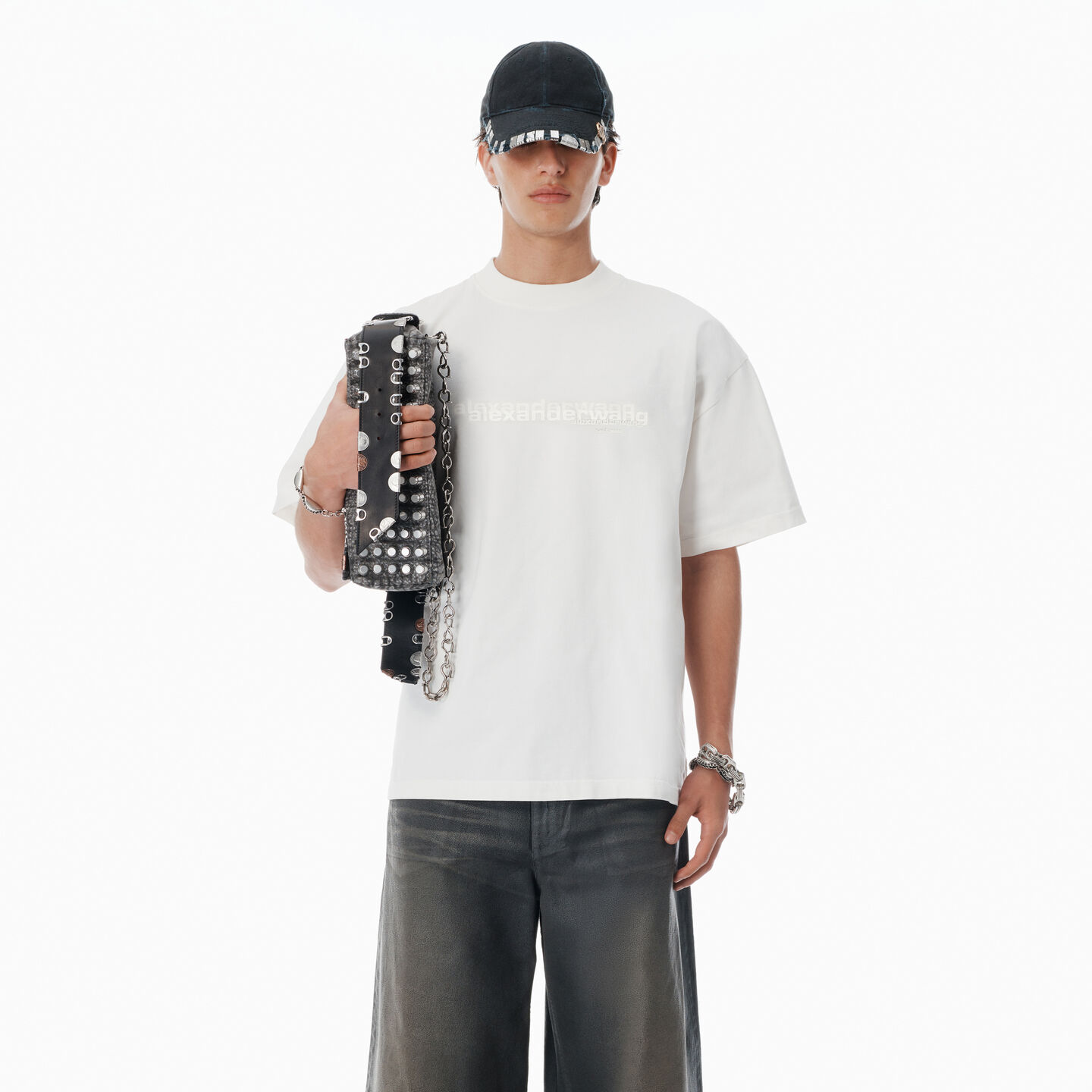 Alexander Wang White Cotton Oversized Logo Tee