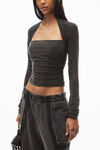 Alexander Wang washed charcoal haut froncé en jersey effet daim