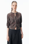 Alexander Wang brown argyle-cardigan aus wollmischgewebe mit hotfix-strass
