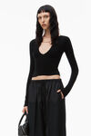 alexander wang 徽标铭牌美利奴羊毛 v 领套头衫 black