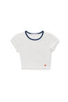 t-shirt baby en jersey côtelé micro avec ourlet ondulé et breloque à logo pomme
