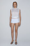 Alexander Wang soft white mockneck tank in clear bead hotfix