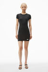 Alexander Wang washed black short sleeve loungewear dress in ribbed cotton