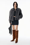 Alexander Wang washed asphalt 灰色有机毛圈布机车夹克
