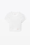 Alexander Wang white cropped short-sleeve tee in ribbed cotton jersey